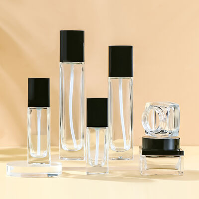 ชุดขวดเครื่องสําอางแก้วที่สามารถปรับแต่งได้ ที่ไม่หลุดหลั่ง และเป็นมิตรต่อสิ่งแวดล้อม สําหรับบรรจุภัณฑ์ดูแลผิวแบบพรีเมี่ยม